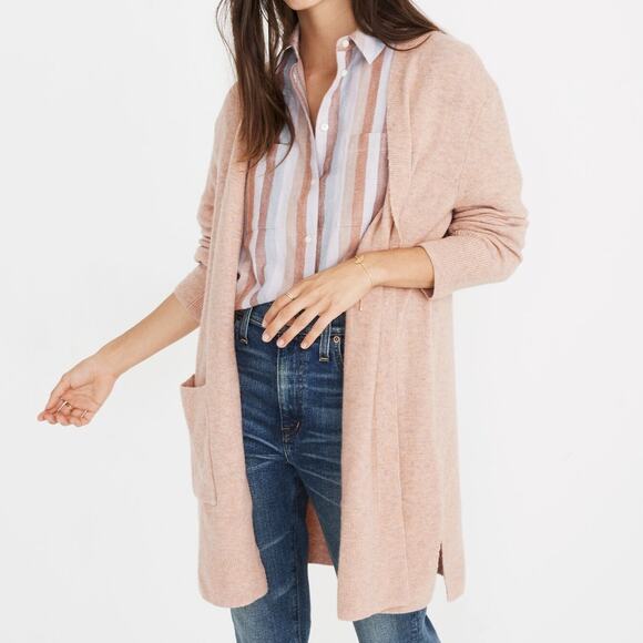 Madewell Coziest Yarn Kent Oversized Open Front Cardigan Sweater Women Sz S Pink - Picture 1 of 7